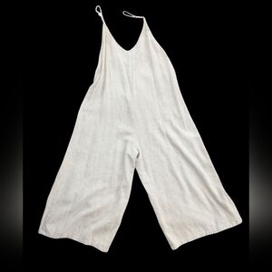 Shinestar Oat‎ Linen Blend Romper Sleeveless Cropped Sz M Zippered Neutral